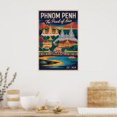 Phnom Penh Kambodscha Retro-Reiseposter-Kunst Poster (Küche)
