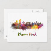 Phnom Penh skyline im Watercolor Postkarte (Vorne/Hinten)