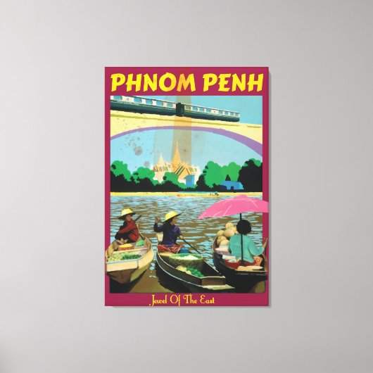 Phnom Penh Vintage Reiseplakat Leinwanddruck (Vorderseite)