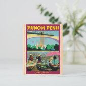 Phnom Penh Vintage Reiseplakat Postkarte (Stehend Vorderseite)