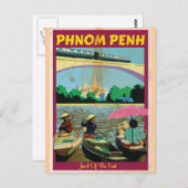 Phnom Penh Vintage Reiseplakat Postkarte (Vorne/Hinten)