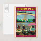 Phnom Penh Vintage-Reiseposter Postkarte (Vorne/Hinten)