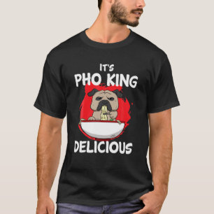 Pho Asian Soup Vietnam Nudelsuppe Dog Pitbull Gri T-Shirt