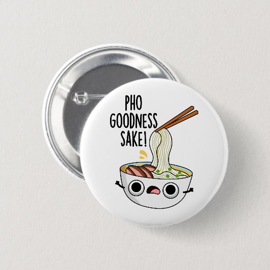 Pho Goodness Sake Funny Noodle Puff Button (Vorne & Hinten)