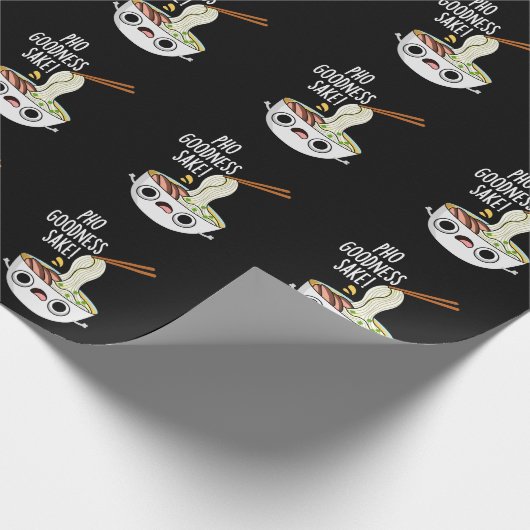 Pho Goodness Sake Funny Noodle Puff Dark BG Geschenkpapier (Ecke)