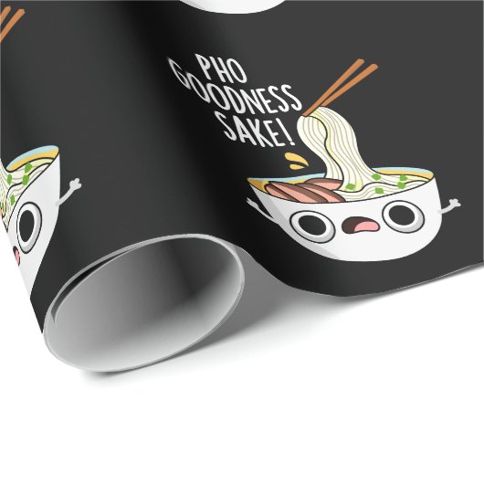Pho Goodness Sake Funny Noodle Puff Dark BG Geschenkpapier (Rolleneckpunkt)