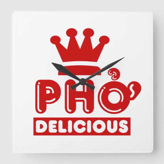 Pho King Delicious Quadratische Wanduhr (Vorderseite)