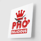 Pho King Delicious Quadratische Wanduhr (Winkel)