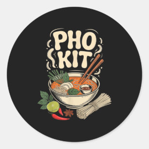 Pho Kit Vietnamesische Nudelsuppen-Schale Kräuter  Runder Aufkleber