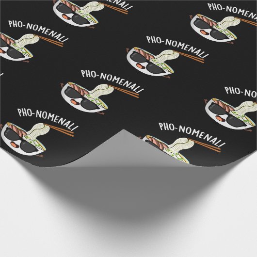 Pho-nomenal Funny Pho Soup Pun Dark BG Geschenkpapier (Ecke)