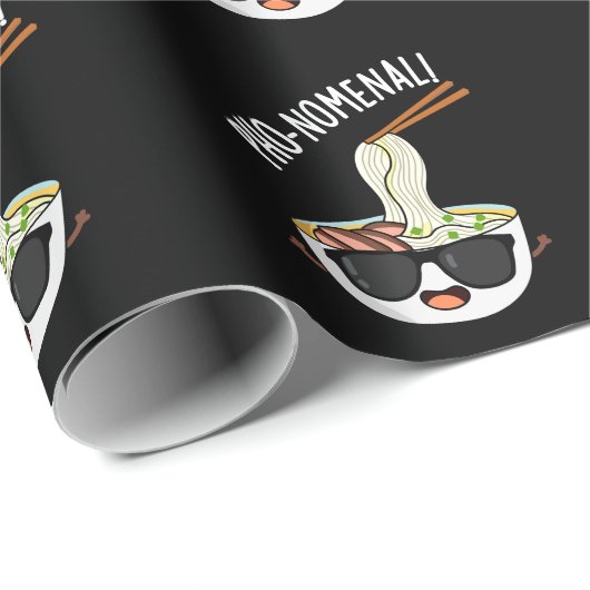 Pho-nomenal Funny Pho Soup Pun Dark BG Geschenkpapier (Rolleneckpunkt)