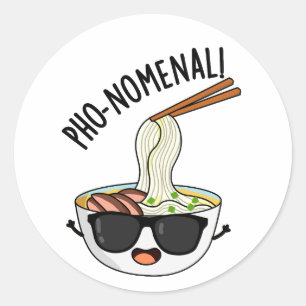 Pho-nomenal Funny Pho Soup Pun Runder Aufkleber