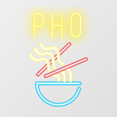 PHO NOODLES Imitate Neon Light Vietnamse Restauran Fensteraufkleber (Blatt)
