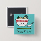 Pho Nudel-Schüssel-Vietnam-Suppenlöffelessstäbchen Button (Vorne & Hinten)