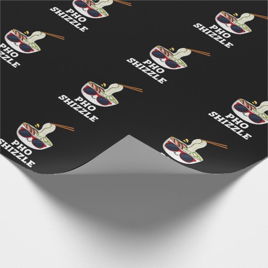 Pho Shizzle Funny Noodle Pun Dark BG Geschenkpapier (Ecke)