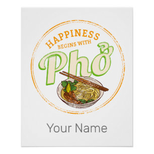 Pho Soup Retro Street Food Vintag Gourmet Vietnam Poster