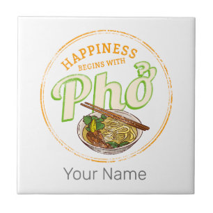 Pho Suppe Retro Street Food Vintage Gourmet Vietna Fliese