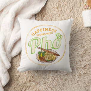 Pho-Suppe Retro Street Food Vintage Gourmet Vietna Kissen