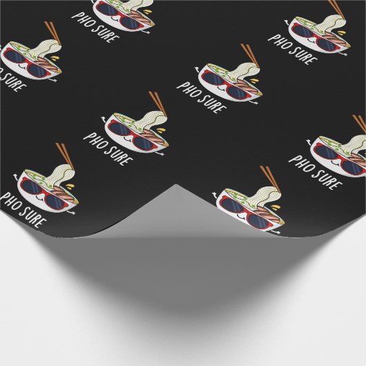 Pho Sure Funny Pho Soup Noodle Pun Dark BG Geschenkpapier (Ecke)