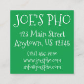 PHO Vietnamesisch Food Chicken Noodle Soup Chopsti Quadratische Visitenkarte (Rückseite)