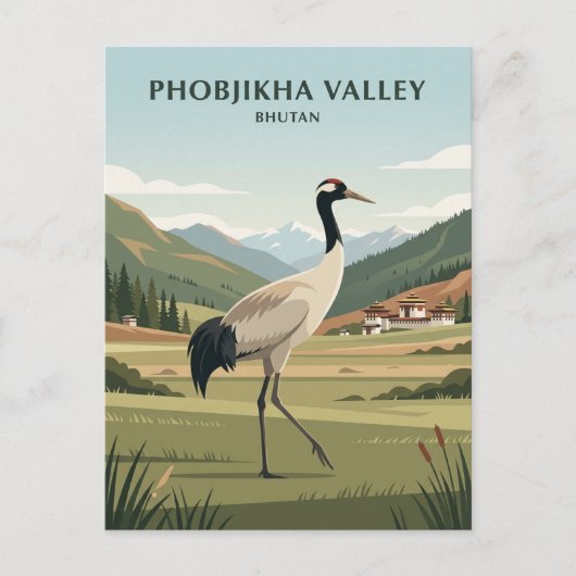 Phobjikha-Tal Bhutan Postkarte (Vorderseite)