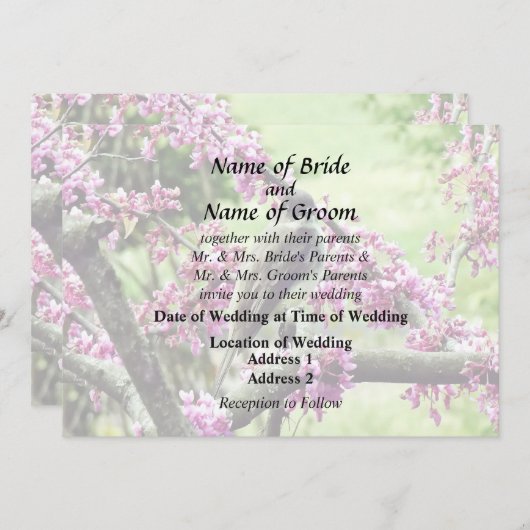 Phoebe in einem Redbud Tree Hochzeitsmaterial Einladung (Vorne/Hinten)