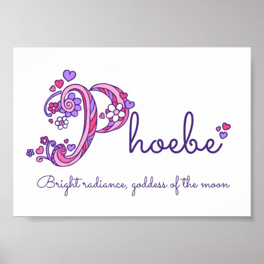 Phoebe Initial P doodle Herz Art Name bedeutet Poster (Vorne)