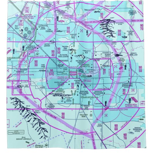 Phoenix Airport Flyway Chart Duschvorhang (Vorderseite)