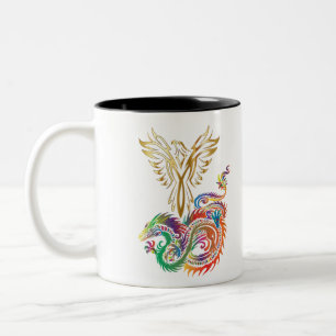 Phoenix and The Dragon Oriental Ying Yang Design Zweifarbige Tasse