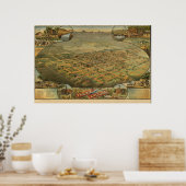 Phoenix Arizona 1885 Antike Panoramakarte Poster (Küche)