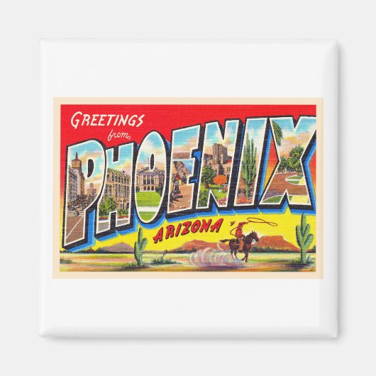 Phoenix Arizona AZ Vintager Großbuchstabe Postkart Magnet (Vorne)