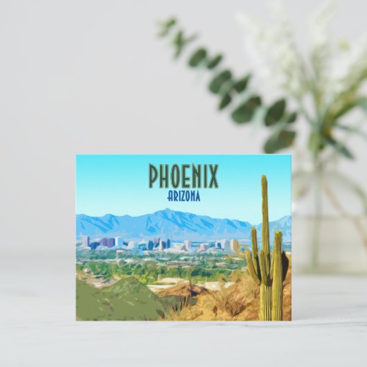 Phoenix Arizona City Cactus und Mountain Flat Card (Stehend Vorderseite)