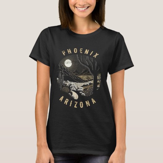 Phoenix Arizona Desert At Night Painting T-Shirt (Vorderseite)