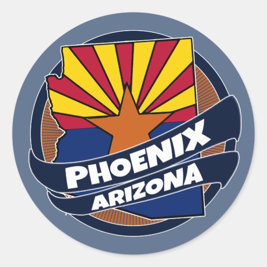 Phoenix Arizona-Fahne platt rund Aufkleber (Vorderseite)