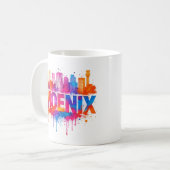 Phoenix Arizona Farbenfrohe Skyline Wasserfarbenpf Kaffeetasse (Vorderseite Links)