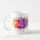 Phoenix Arizona Farbenfrohe Skyline Wasserfarbenpf Kaffeetasse (Links)