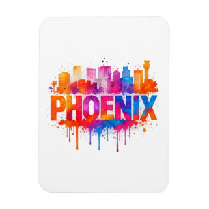 Phoenix Arizona Farbenfrohe Skyline Wasserfarbenpf Magnet