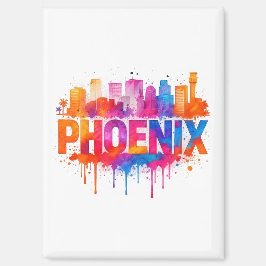 Phoenix Arizona Farbenfrohe Skyline Wasserfarbenpf Magnet (Vorderseite)