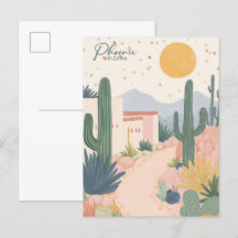 Phoenix Arizona Gouache Paint Illustration Travel