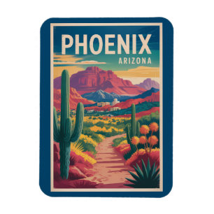 Phoenix Arizona Illustration Reise Kunst Vintage Magnet