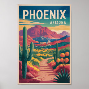 Phoenix Arizona Illustration Reise Kunst Vintage Poster