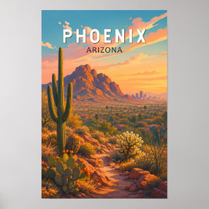 Phoenix Arizona Illustration Reise Kunst Vintage Poster