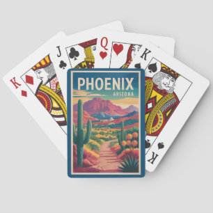 Phoenix Arizona Illustration Reise Kunst Vintage Spielkarten