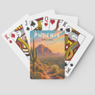 Phoenix Arizona Illustration Reise Kunst Vintage Spielkarten