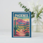 Phoenix Arizona Illustration Travel Art Vintage Postkarte (Stehend Vorderseite)