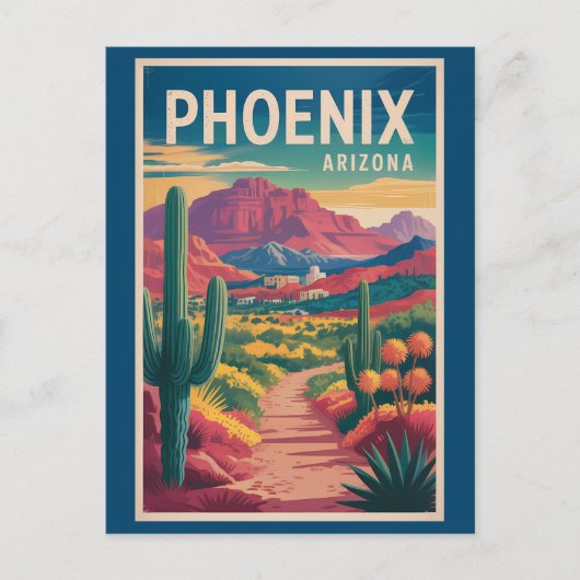 Phoenix Arizona Illustration Travel Art Vintage Postkarte (Vorderseite)