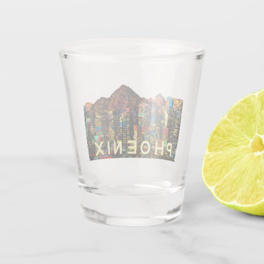 Phoenix, Arizona in Graffiti-Shotglas Schnapsglas (Rückseite)