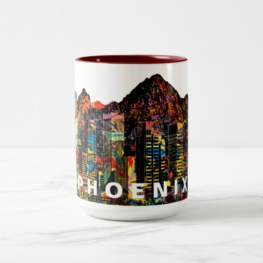 Phoenix, Arizona in Graffiti Zweifarbige Tasse (Mittel)