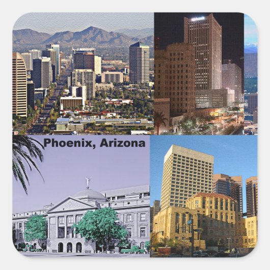 Phoenix Arizona Montage Quadratischer Aufkleber (Vorderseite)