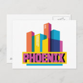 Phoenix, Arizona | Neon Skyline Postkarte (Vorne/Hinten)